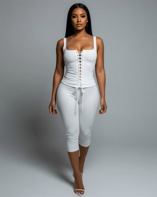 MATILDA Lace Up Top & Capri Pants Set