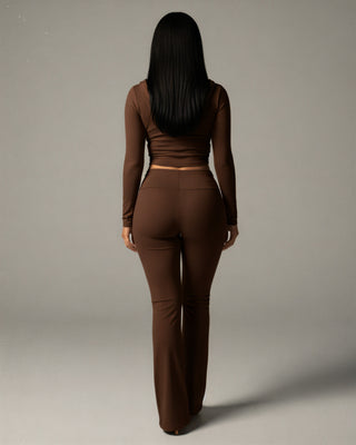 RAINY Zip-Up Hoodie and Flare Pants Set