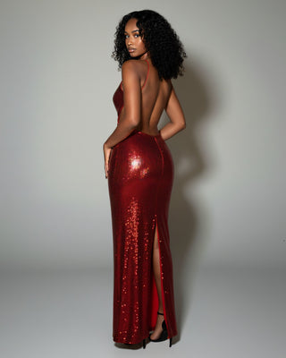 DELYA Sequin Backless Maxi Dress