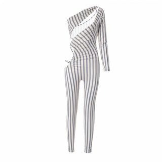 AMBER Asymmetric Striped Cut-Out Jumpsuit