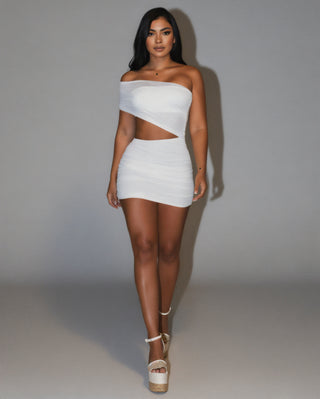 ANGELINA Asymmetric Strapless Mini Dress