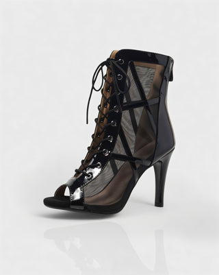 RAELLA Sheer Panel High Heel Ankle Boots