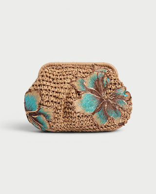 LORAVIE Floral Woven Chain Crossbody Bag