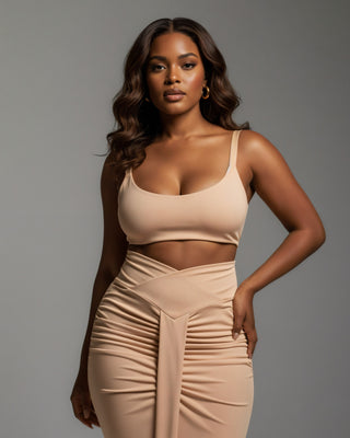 ZELLA Ruched High-Waist Draped Maxi Skirt