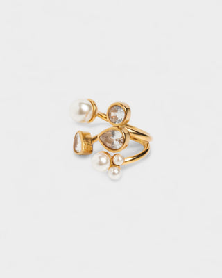 Anillo de perlas y piedras preciosas en racimo THALYN 