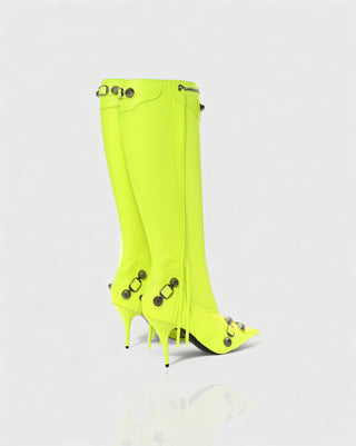 WENA Studded Pointed Toe Knee-High Boots