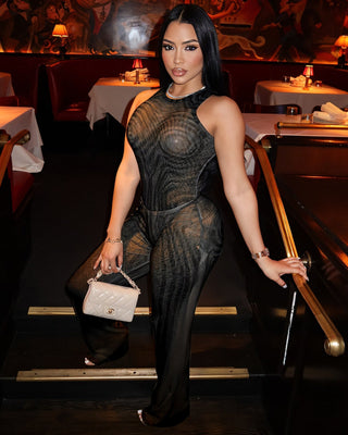 ESMERALDA Illusion Mesh Bodysuit & Pants Set