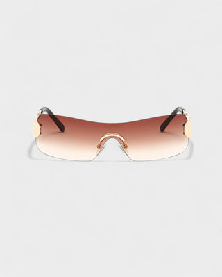 AMORA Circle Embellished Rimless Shield Sunglasses