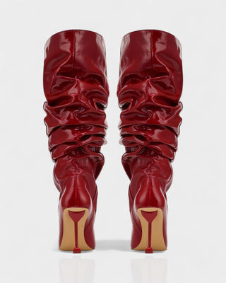 BELLARA Faux Leather Slouchy Pointed Toe Stiletto Boots