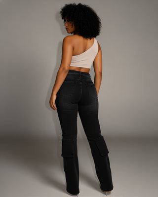 HAZE Denim Criss-Cross Waistband Cargo Pants