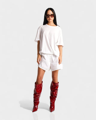 BELLARA Faux Leather Slouchy Pointed Toe Stiletto Boots