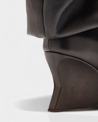 IRELLE Slouchy Faux Leather Pointed Wedge Heel Boots