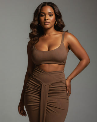 ZELLA Ruched High-Waist Draped Maxi Skirt