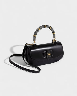 ZARLA Bamboo Handle Faux Leather Bag