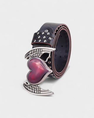 RUA Heart Wing Buckle Studded Belt