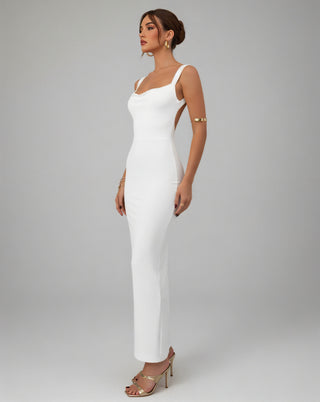 EVELLE Satin Bow-Back Maxi Dress