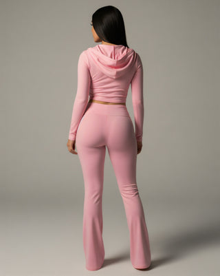 RAINY Zip-Up Hoodie and Flare Pants Set