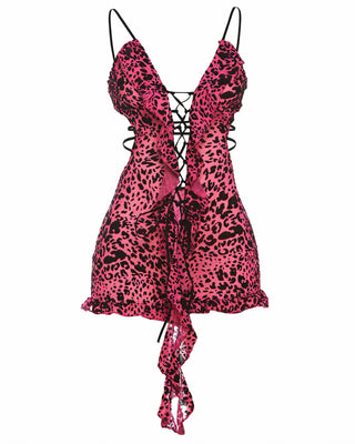 NYLA Leopard Velvet Ruffle Romper