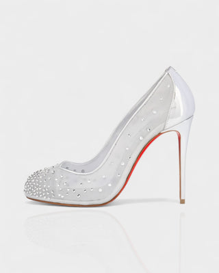 AURIEL Embellished Red Sole Mesh Stiletto Heels