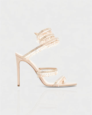 ALYRA Rhinestone Tassel Ankle-Wrap High Heels