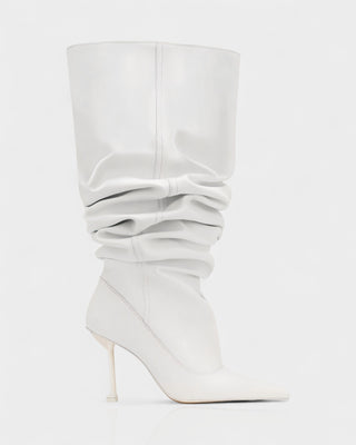 BELLARA Faux Leather Slouchy Pointed Toe Stiletto Boots