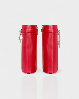 AVELINE Padlock Wedge Faux Leather Ankle Boots