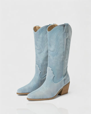 ALIANA Embroidered Denim Cowboy Boots