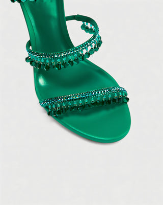 ALYRA Rhinestone Tassel Ankle-Wrap High Heels