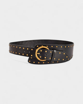 AYYZEL Faux Leather Wide Studded Belt