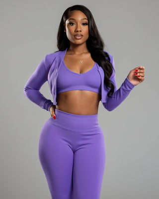 MARJORIE 3-Piece Zip Up Top & Flare Pants Set