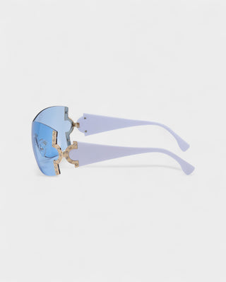 YORAYA Shield Rimless Oversized Sunglasses