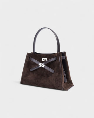 SOLARA Faux Suede Buckle Strap Tote Bag