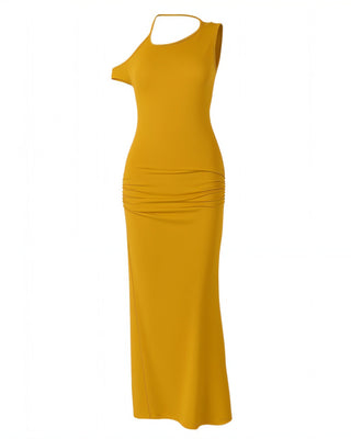 LIESSE One-Shoulder Halter-Back Maxi Dress