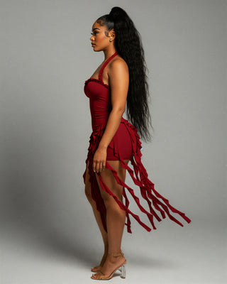 SANAI Ruffle Trim Mini Dress