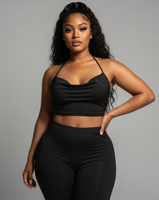 BRENA Cowl Halter Top & Capri Pants Set