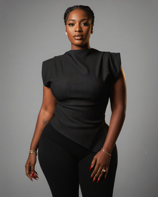 ALARMA Sculpted Asymmetric Draped Top