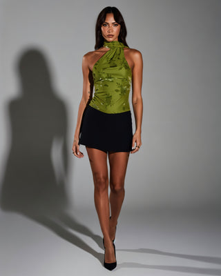 RIYANA Scarf Neck Backless Bodysuit