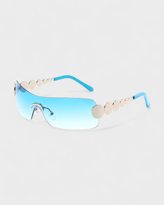 AMORA Circle Embellished Rimless Shield Sunglasses