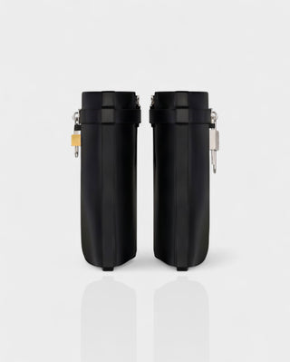 AVELINE Padlock Wedge Faux Leather Ankle Boots