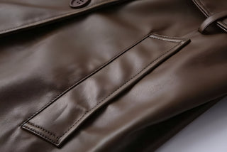 PAMOLA Faux Leather Trench Coat