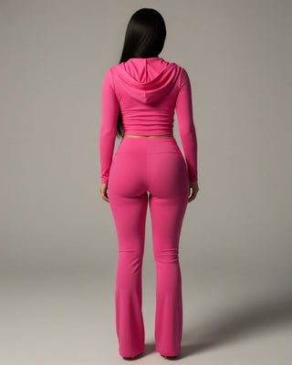 RAINY Zip-Up Hoodie and Flare Pants Set