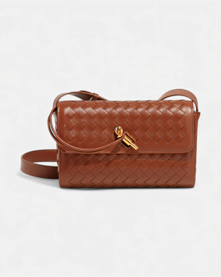 CLEO Mini Woven Gold Lock Accent Shoulder Bag