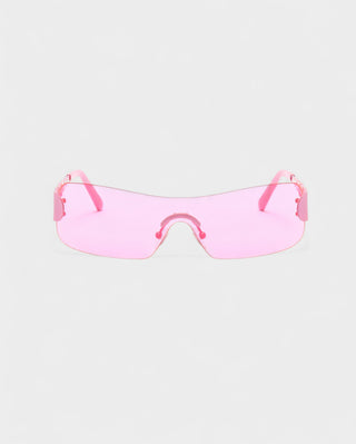 AMORA Circle Embellished Rimless Shield Sunglasses