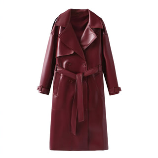 PAMOLA Faux Leather Trench Coat