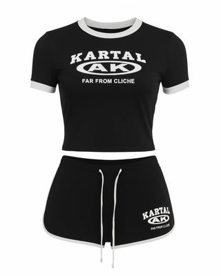 MERRYN Graphic Print Crop Top & Shorts Set