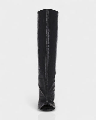 HELIRA Peep Toe Wedge Knee High Boots