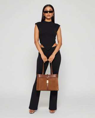 AMBRIA Suede Dual Handle Tote Bag