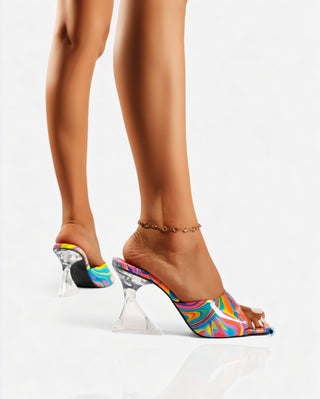 ORELIA Contrast Peep Toe Heels Sandals