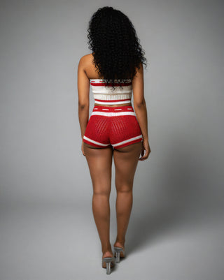 BELLE Striped Crochet Knit Top & Short Set