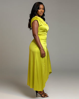 LOVISA Off-Shoulder Draped Asymmetrical Midi Dress